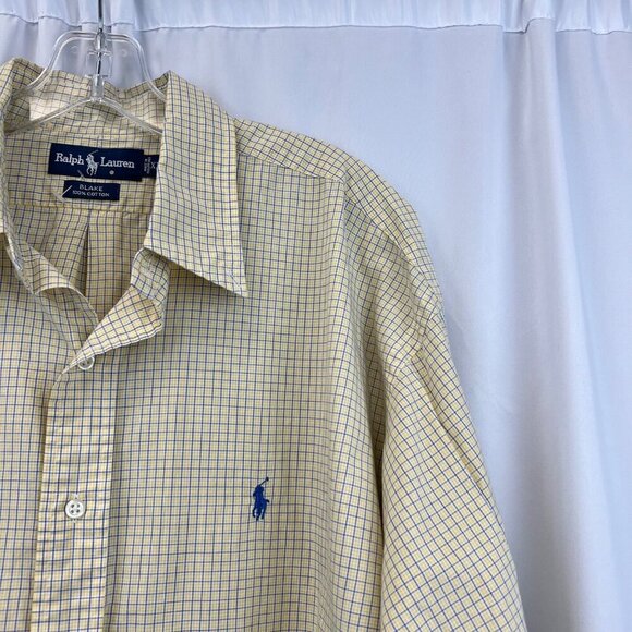 Ralph Lauren Men’s Blake Button Down Shirt Yellow/Blue Check Size XL Long Sleeve - Picture 4 of 8